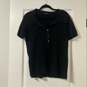 Universal Standard Black Short Sleeve Button Down Polo